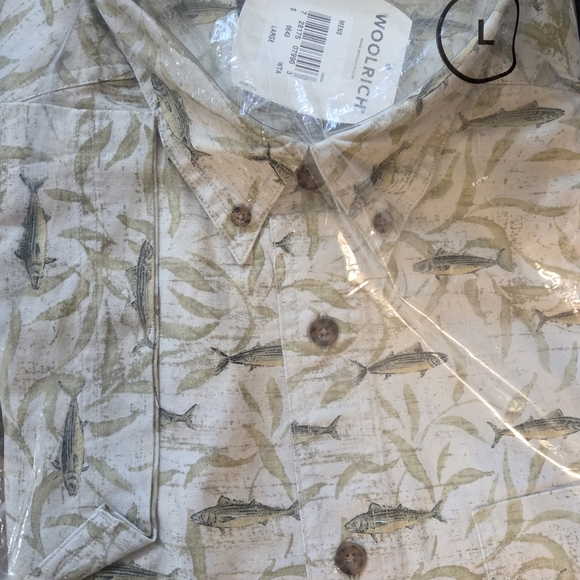 Woolrich Beige and Green Patterned Dress Shirt - Picture 7 of 7